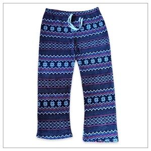 Bobbie Brooks Blue Fleece Snowflake Pattern Lounge And Sleep Pants